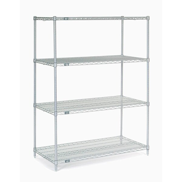 Nexel 4 Shelf, Stainless Steel Wire Shelving Unit, Starter, 48inW x 24inD x 63inH 189406 - main